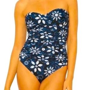 Bleu Rod Beattie Bandeau Shirred One Piece Swimsuit